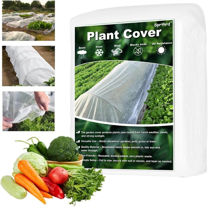 Sprthrd Plant Covers Freeze Protection, 10x50FT Reusable Thickened Winter Floating Row Covers, Frost Cloth Blanket Shade Cloth Garden Fabric Plant Cover for Raised Beds Vegetables Insect Winter Frost - Image 1